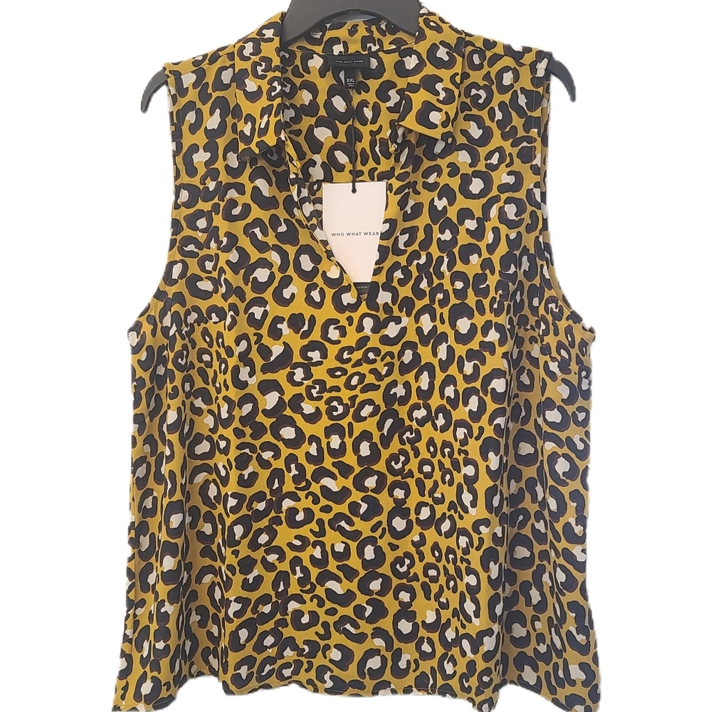 Who What Wear women's leopard print top blouse